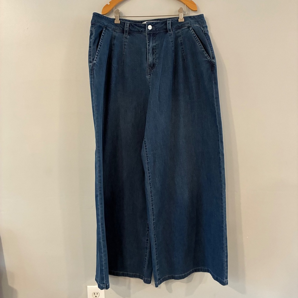 Freckled Poppy x Risen Jeans Womens 1XL Wide Leg Pleated Trouser Boho Flowy Chic